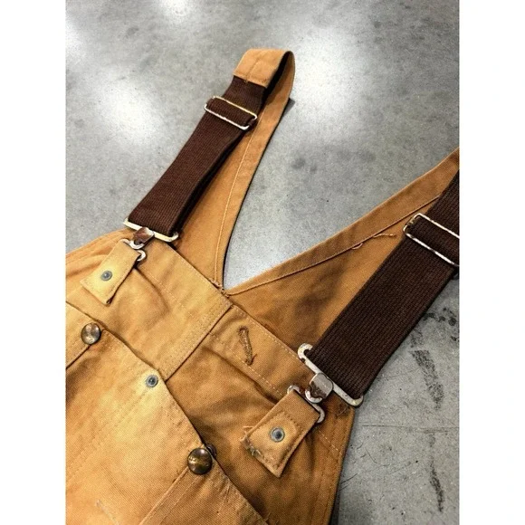 Vintage Carhartt Double Knee Insulated 38x32 Duck Canvas Overalls Distressed - Picture 8 of 13